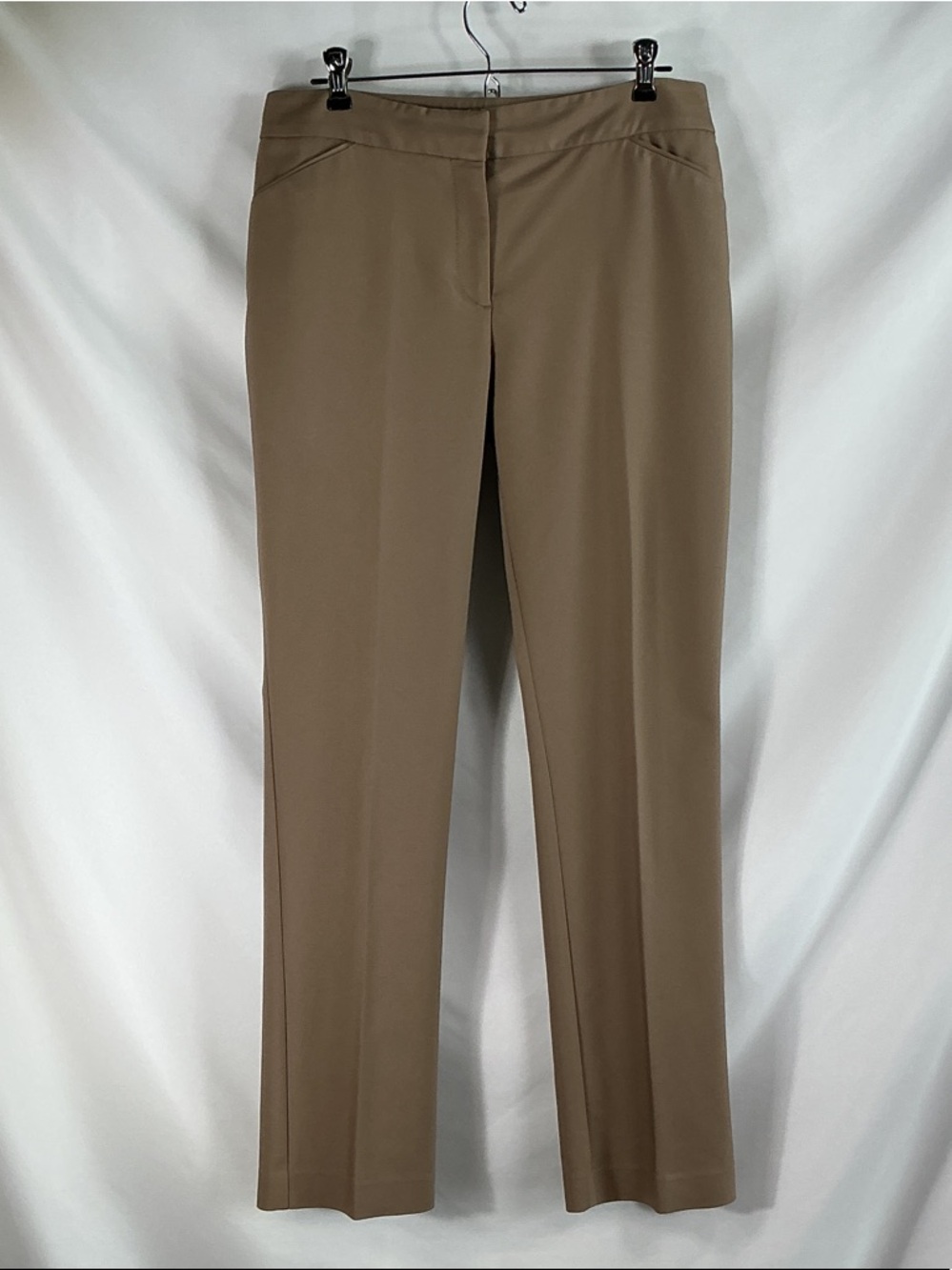Chico's Tan Beige Straight Leg Stretch Trousers Pants Size 1 Regular US 8 M